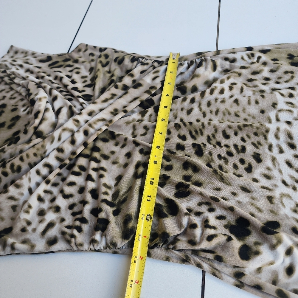 Vince Camuto Leopard Print Sleeveless Ruched Dress Stretch Tan Brown Sz S - Picture 11 of 14